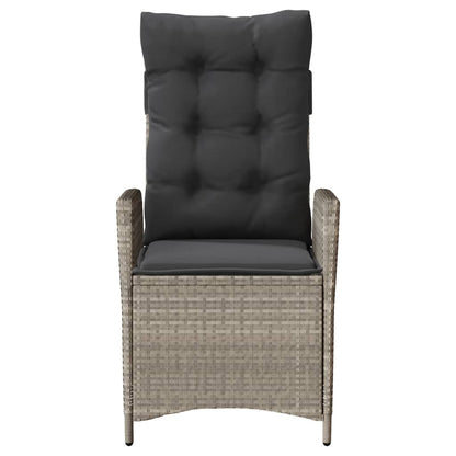 vidaXL Gartensessel mit Kissen 2 Stk. Verstellbar Hellgrau Poly Rattan