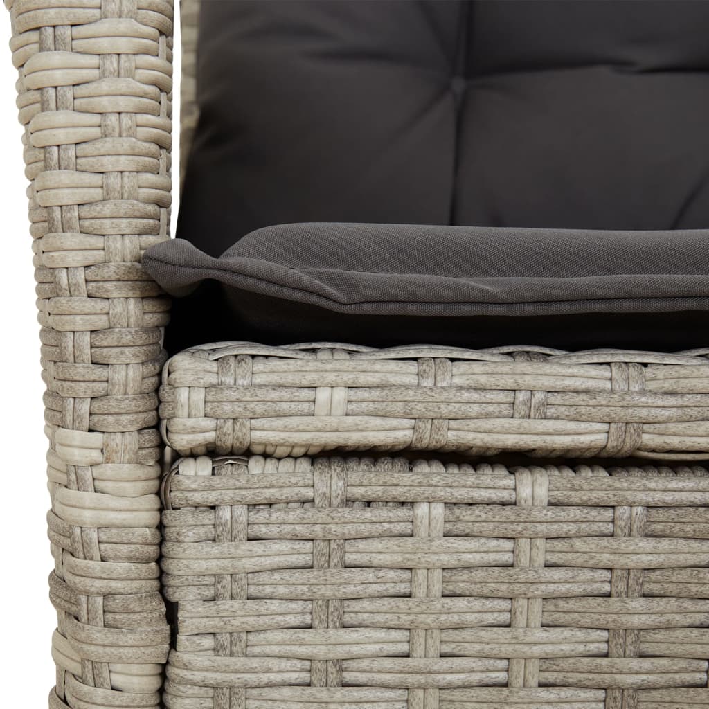 vidaXL Gartensessel mit Kissen 2 Stk. Verstellbar Hellgrau Poly Rattan