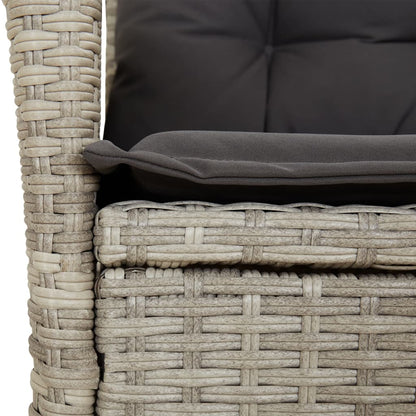 vidaXL Gartensessel mit Kissen 2 Stk. Verstellbar Hellgrau Poly Rattan