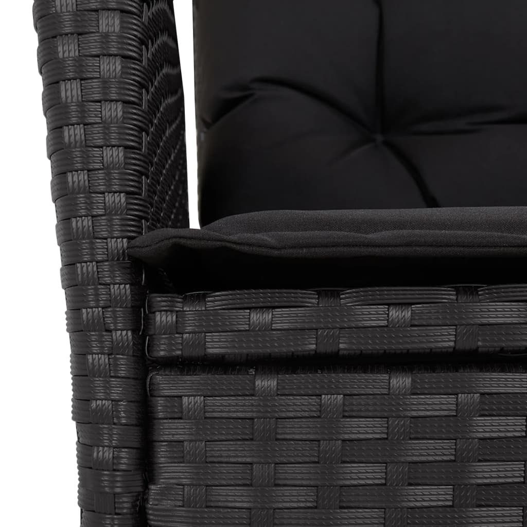 vidaXL 3-tlg. Bistro-Set mit Kissen Schwarz Poly Rattan