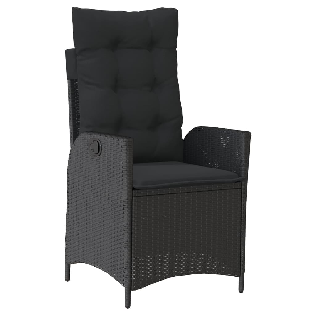 vidaXL 3-tlg. Bistro-Set mit Kissen Schwarz Poly Rattan