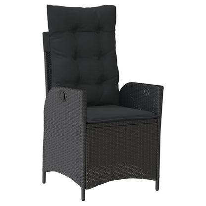 vidaXL 3-tlg. Bistro-Set mit Kissen Schwarz Poly Rattan