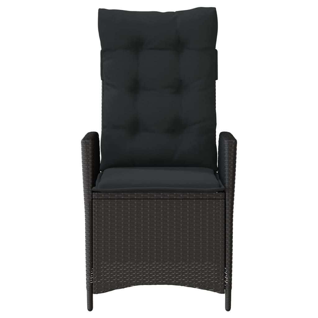 vidaXL 3-tlg. Bistro-Set mit Kissen Schwarz Poly Rattan