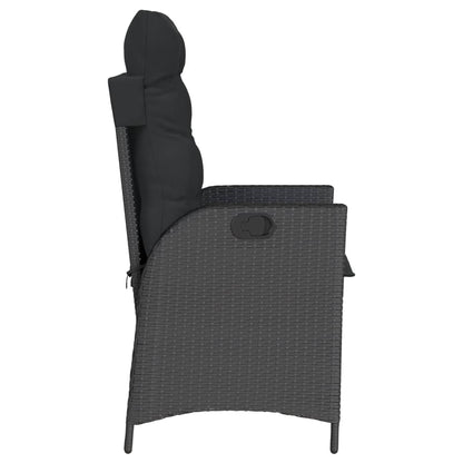 vidaXL 3-tlg. Bistro-Set mit Kissen Schwarz Poly Rattan