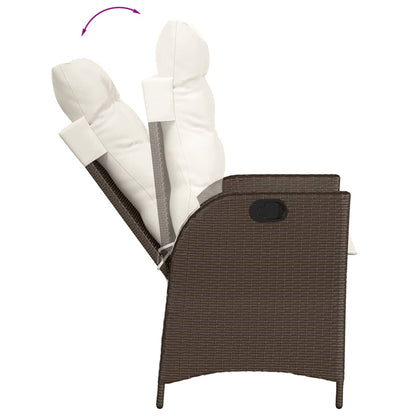 vidaXL 3-tlg. Bistro-Set mit Kissen Braun Poly Rattan