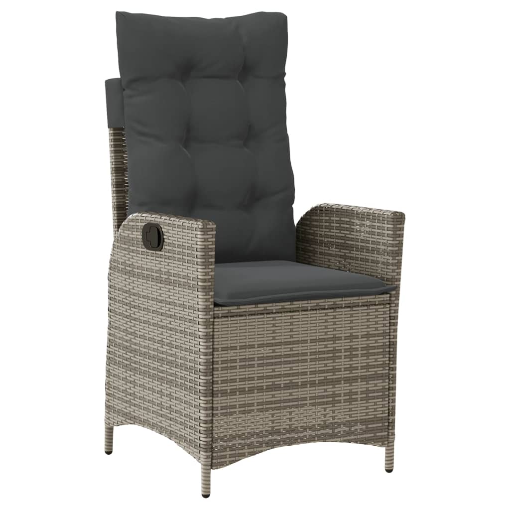 vidaXL 3-tlg. Bistro-Set mit Kissen Grau Poly Rattan