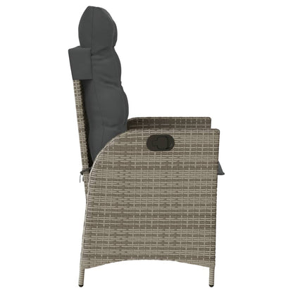 vidaXL 3-tlg. Bistro-Set mit Kissen Grau Poly Rattan