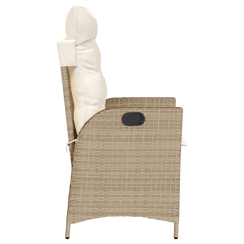 vidaXL 3-tlg. Bistro-Set mit Kissen Beige Poly Rattan