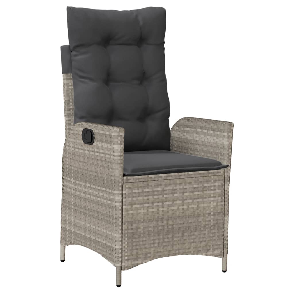vidaXL 3-tlg. Bistro-Set mit Kissen Hellgrau Poly Rattan