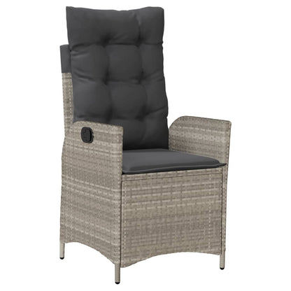 vidaXL 3-tlg. Bistro-Set mit Kissen Hellgrau Poly Rattan