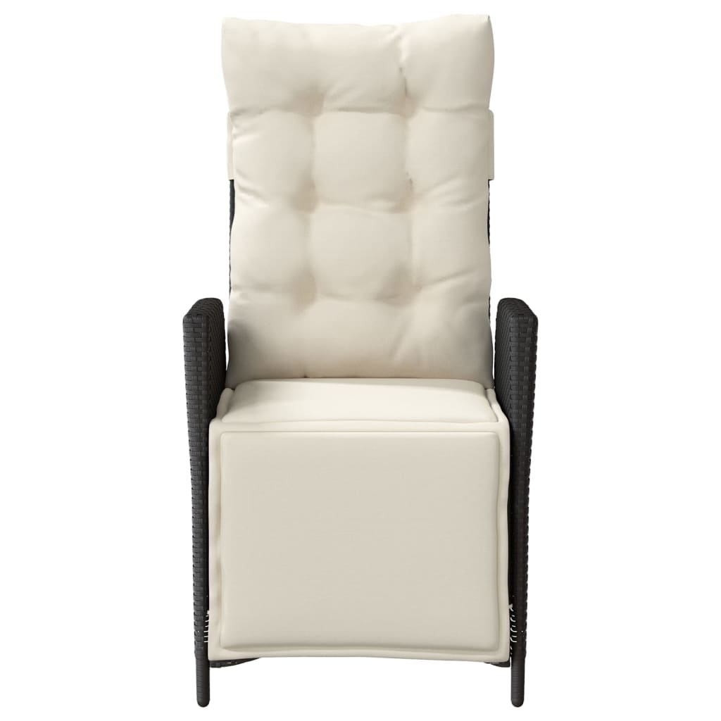 vidaXL Fauteuil de jardin avec repose-pieds Réglable Résine tressée Noir
