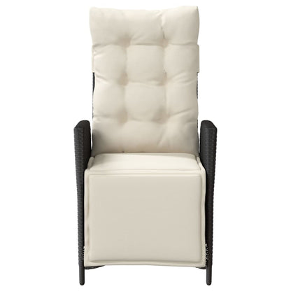 vidaXL Fauteuil de jardin avec repose-pieds Réglable Résine tressée Noir