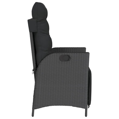 vidaXL Gartensessel mit Fußteil Verstellbar Schwarz Poly Rattan