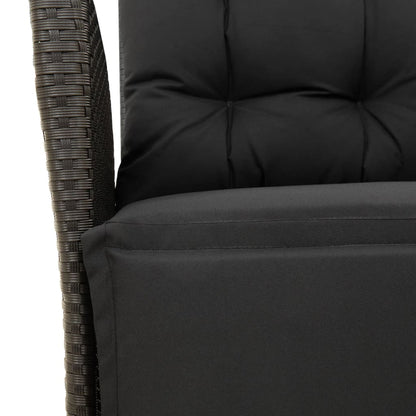 vidaXL Gartensessel mit Fußteil Verstellbar Schwarz Poly Rattan