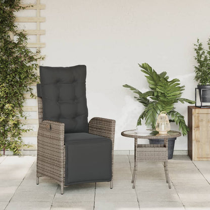 vidaXL Gartensessel mit Fußteil Verstellbar Grau Poly Rattan