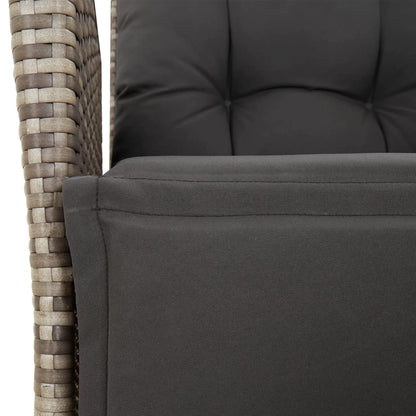 vidaXL Gartensessel mit Fußteil Verstellbar Grau Poly Rattan