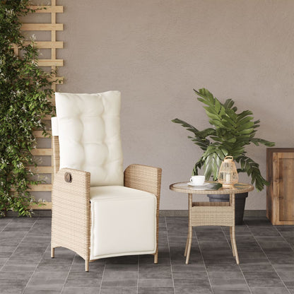 vidaXL Fauteuil de jardin avec repose-pieds Réglable Beige Résine tressée