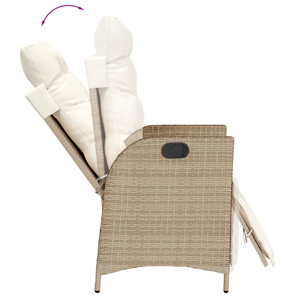 vidaXL Fauteuil de jardin avec repose-pieds Réglable Beige Résine tressée