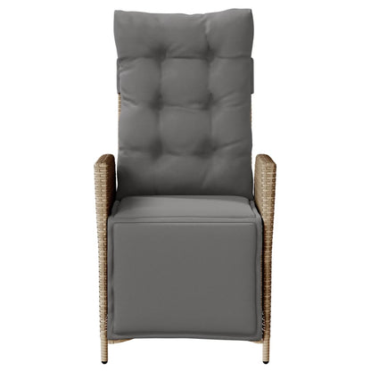vidaXL Fauteuil de jardin avec repose-pieds Réglable Mélange de beige Poly rotin