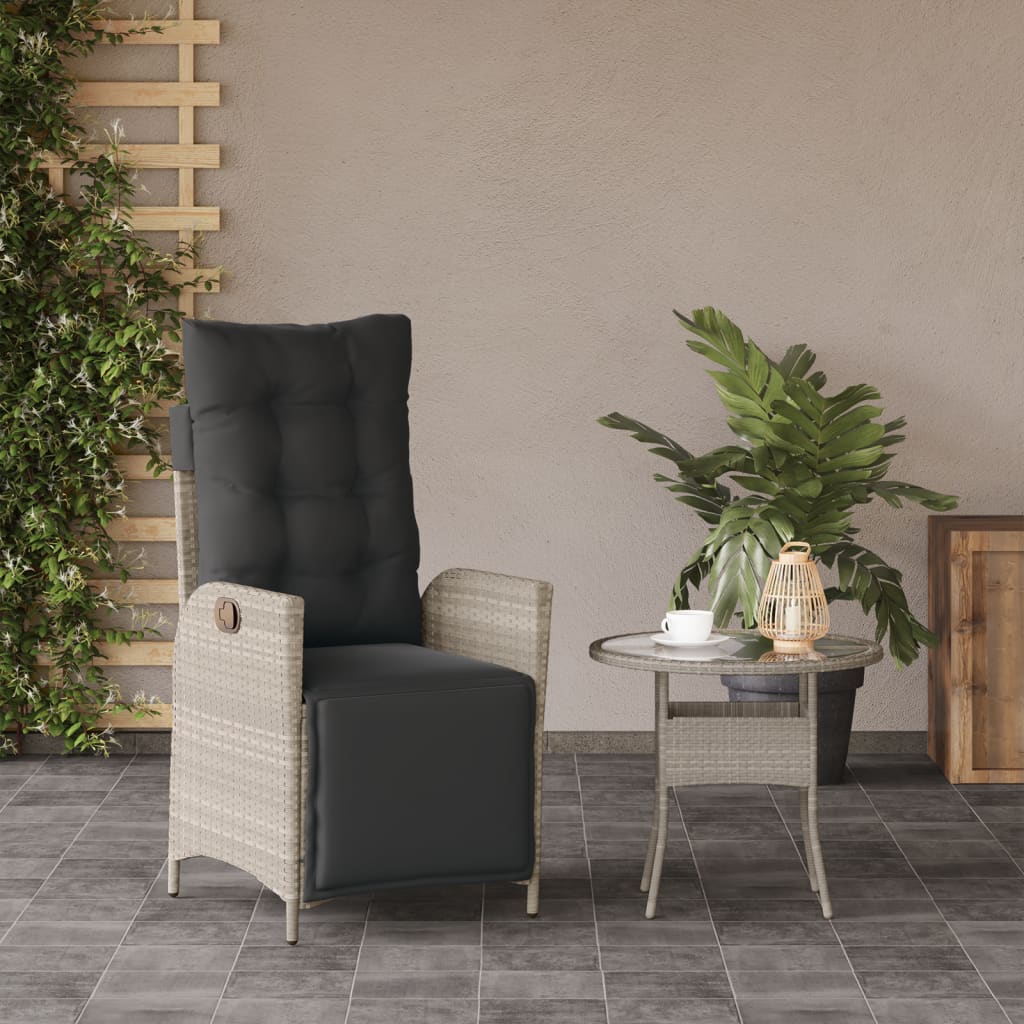 vidaXL Fauteuil de jardin avec repose-pieds réglable Gris clair Résine tressée