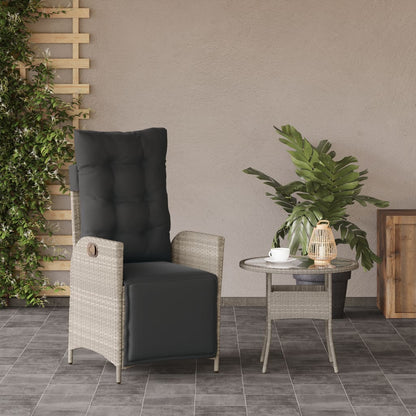vidaXL Fauteuil de jardin avec repose-pieds réglable Gris clair Résine tressée