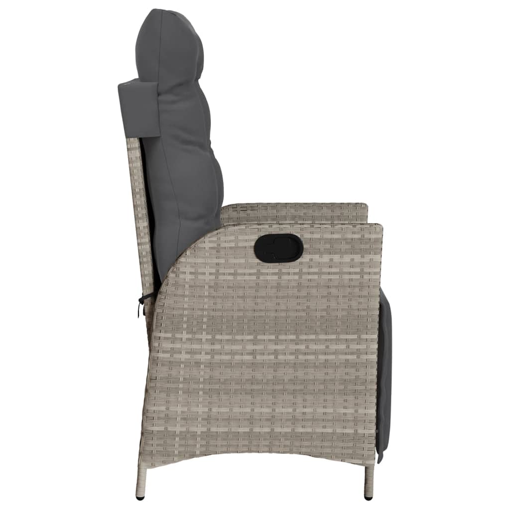vidaXL Fauteuil de jardin avec repose-pieds réglable Gris clair Résine tressée