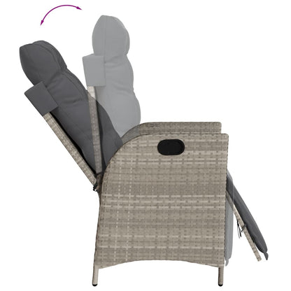 vidaXL Fauteuil de jardin avec repose-pieds réglable Gris clair Résine tressée