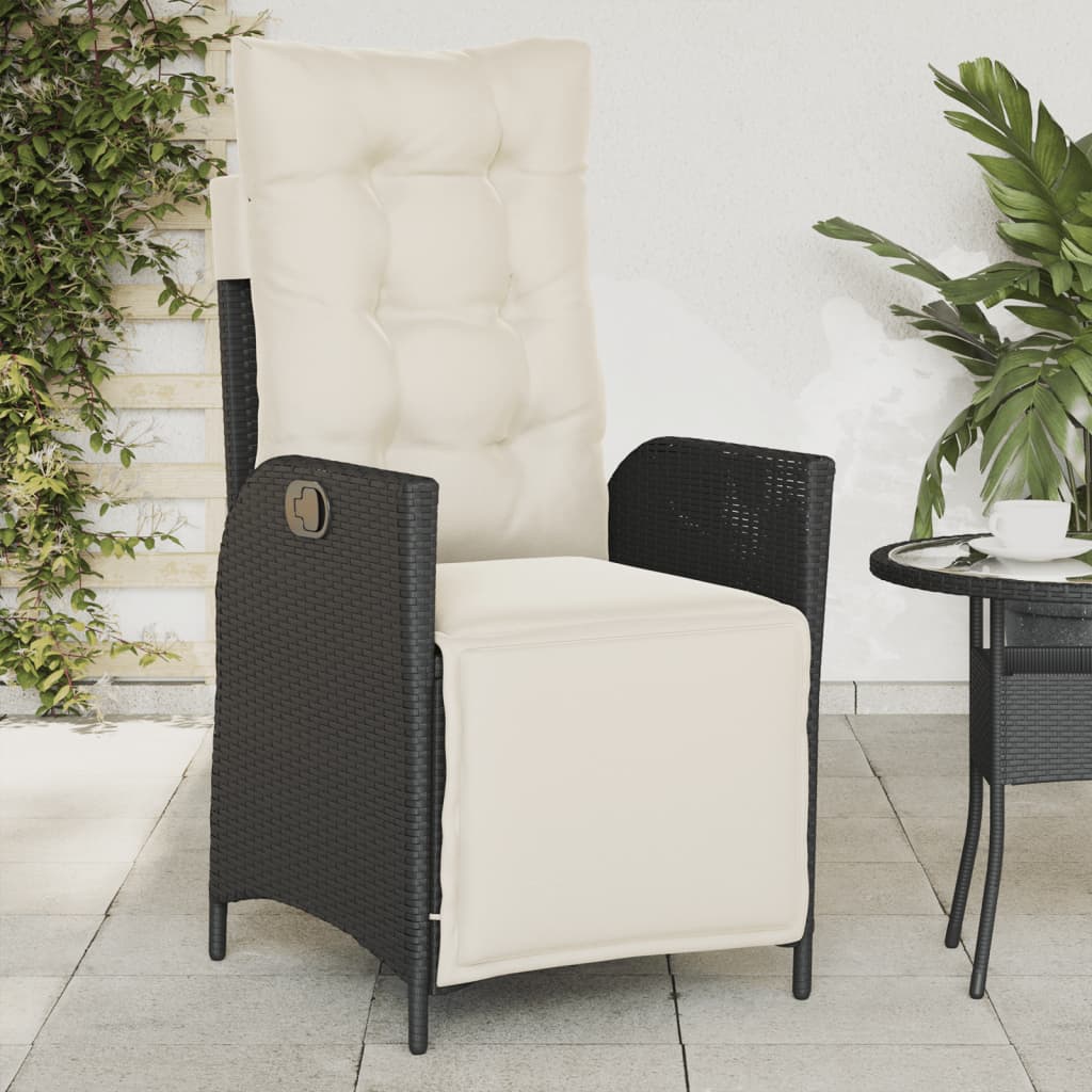 vidaXL Gartensessel mit Fußteil 2 Stk. Verstellbar Schwarz Poly Rattan