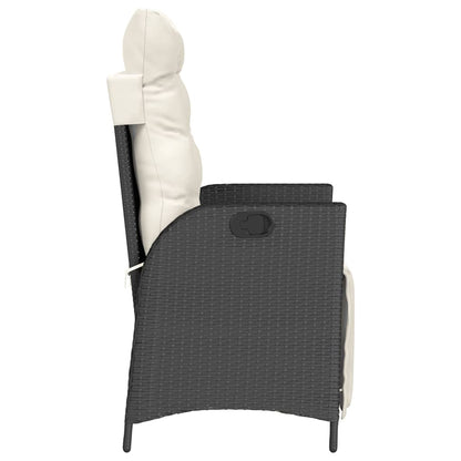 vidaXL Gartensessel mit Fußteil 2 Stk. Verstellbar Schwarz Poly Rattan
