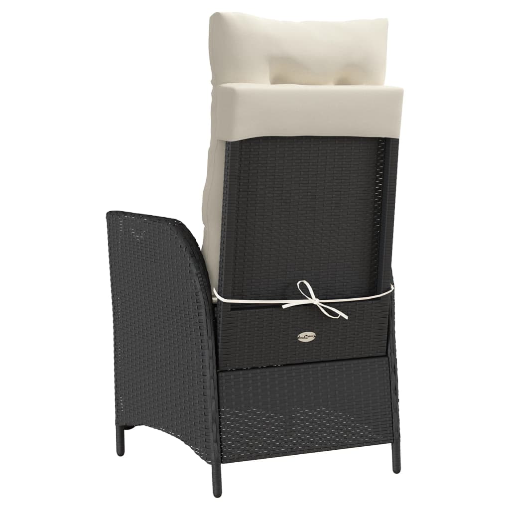 vidaXL Gartensessel mit Fußteil 2 Stk. Verstellbar Schwarz Poly Rattan