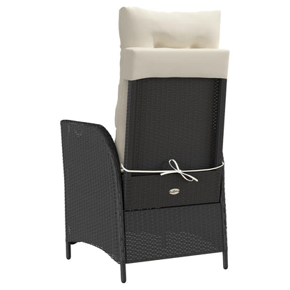 vidaXL Gartensessel mit Fußteil 2 Stk. Verstellbar Schwarz Poly Rattan