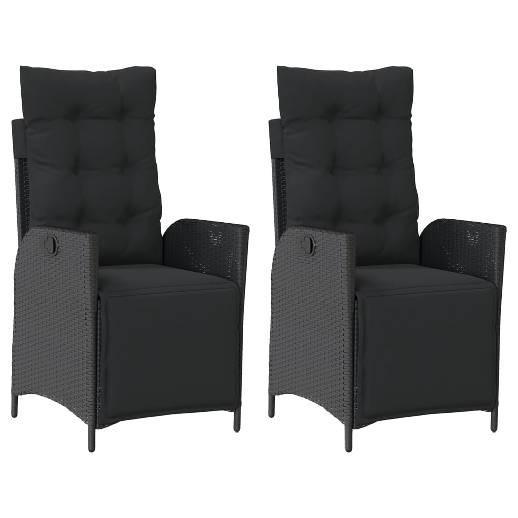 vidaXL Fauteuils de jardin avec repose-pieds 2 pcs Résine tressée Noir Réglable