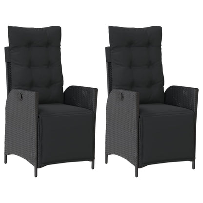 vidaXL Fauteuils de jardin avec repose-pieds 2 pcs Résine tressée Noir Réglable