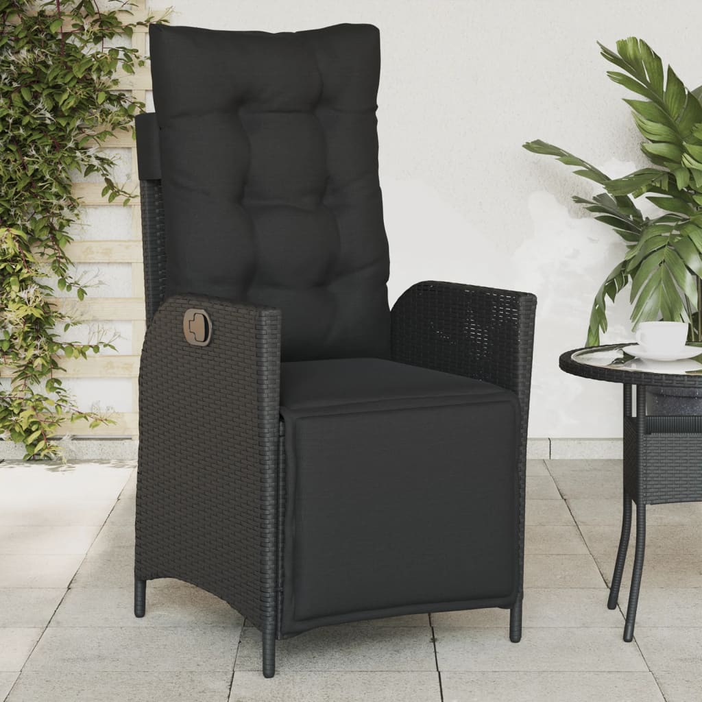 vidaXL Fauteuils de jardin avec repose-pieds 2 pcs Résine tressée Noir Réglable