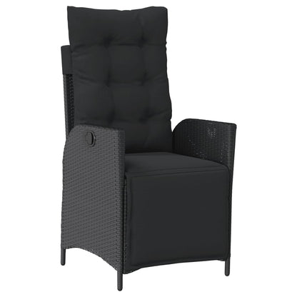 vidaXL Fauteuils de jardin avec repose-pieds 2 pcs Résine tressée Noir Réglable