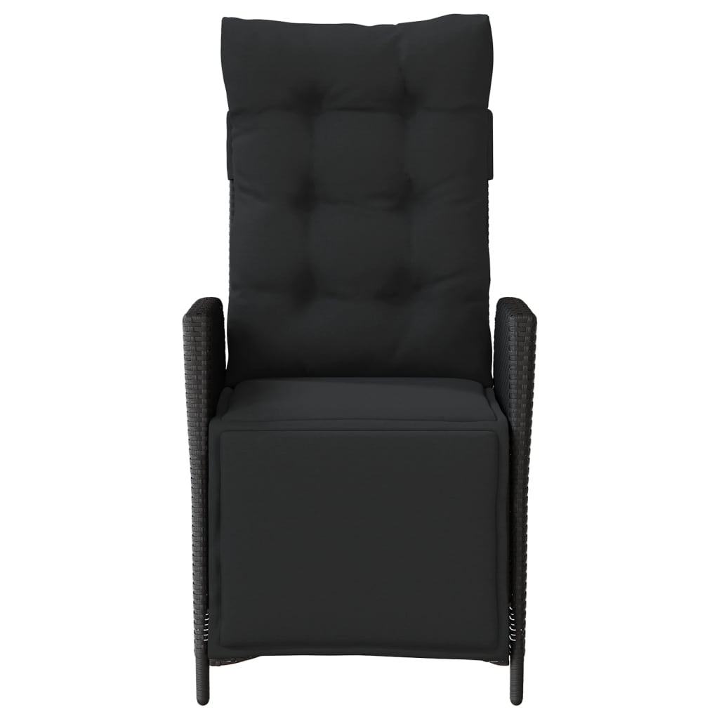 vidaXL Fauteuils de jardin avec repose-pieds 2 pcs Résine tressée Noir Réglable