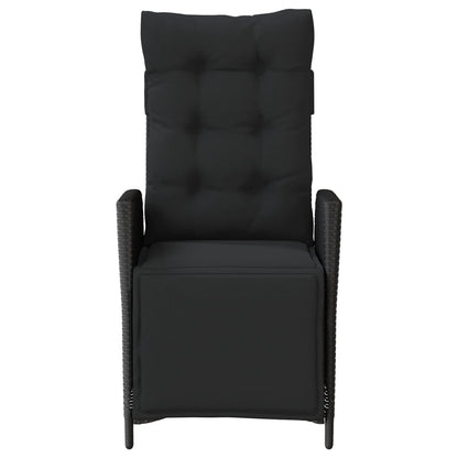 vidaXL Fauteuils de jardin avec repose-pieds 2 pcs Résine tressée Noir Réglable