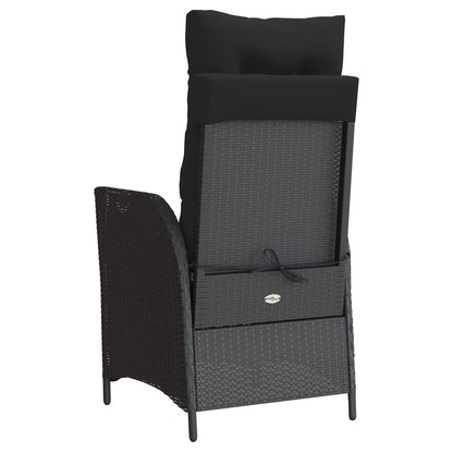 vidaXL Fauteuils de jardin avec repose-pieds 2 pcs Résine tressée Noir Réglable