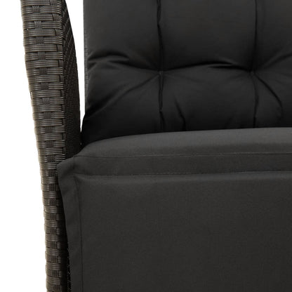 vidaXL Fauteuils de jardin avec repose-pieds 2 pcs Résine tressée Noir Réglable