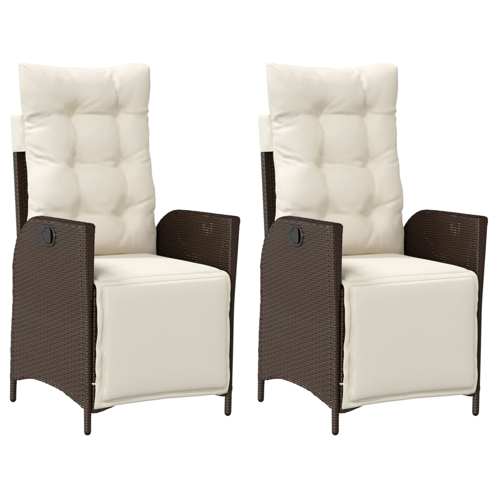 vidaXL Fauteuils de jardin avec repose-pieds 2 pcs Réglable Rotin synthétique Marron