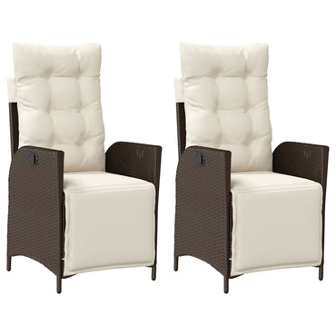 vidaXL Fauteuils de jardin avec repose-pieds 2 pcs Réglable Rotin synthétique Marron