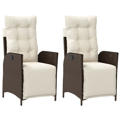 vidaXL Fauteuils de jardin avec repose-pieds 2 pcs Réglable Rotin synthétique Marron