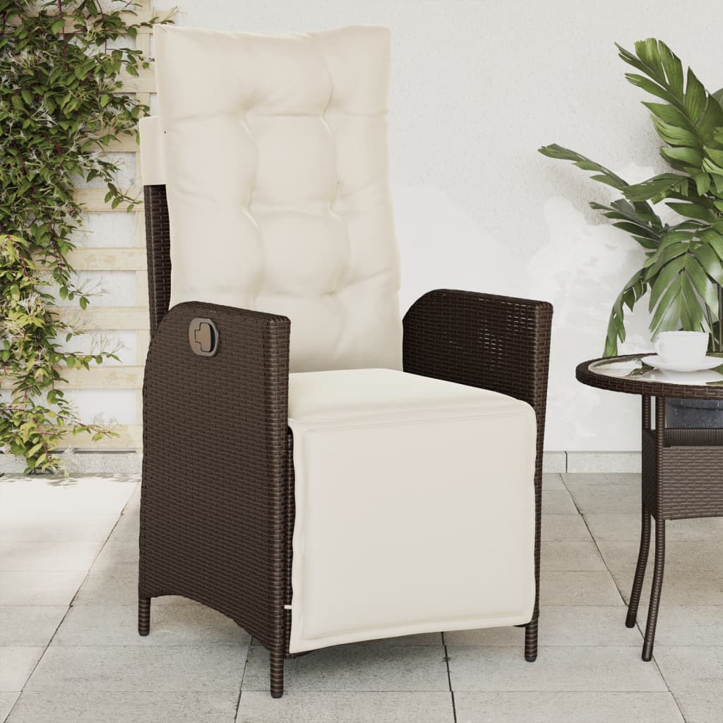 vidaXL Fauteuils de jardin avec repose-pieds 2 pcs Réglable Rotin synthétique Marron