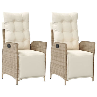vidaXL Fauteuils de jardin avec repose-pieds 2 pcs Réglables Rotin synthétique Beige