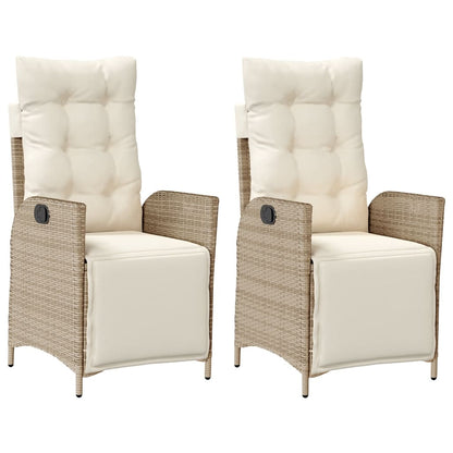 vidaXL Fauteuils de jardin avec repose-pieds 2 pcs Réglables Rotin synthétique Beige