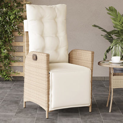 vidaXL Fauteuils de jardin avec repose-pieds 2 pcs Réglables Rotin synthétique Beige