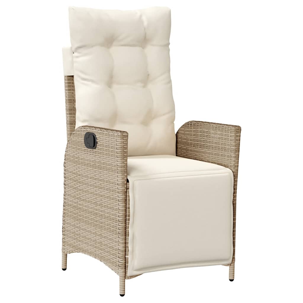 vidaXL Fauteuils de jardin avec repose-pieds 2 pcs Réglables Rotin synthétique Beige