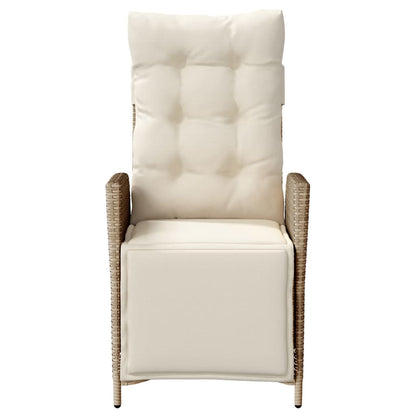 vidaXL Fauteuils de jardin avec repose-pieds 2 pcs Réglables Rotin synthétique Beige