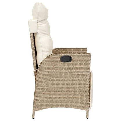 vidaXL Fauteuils de jardin avec repose-pieds 2 pcs Réglables Rotin synthétique Beige