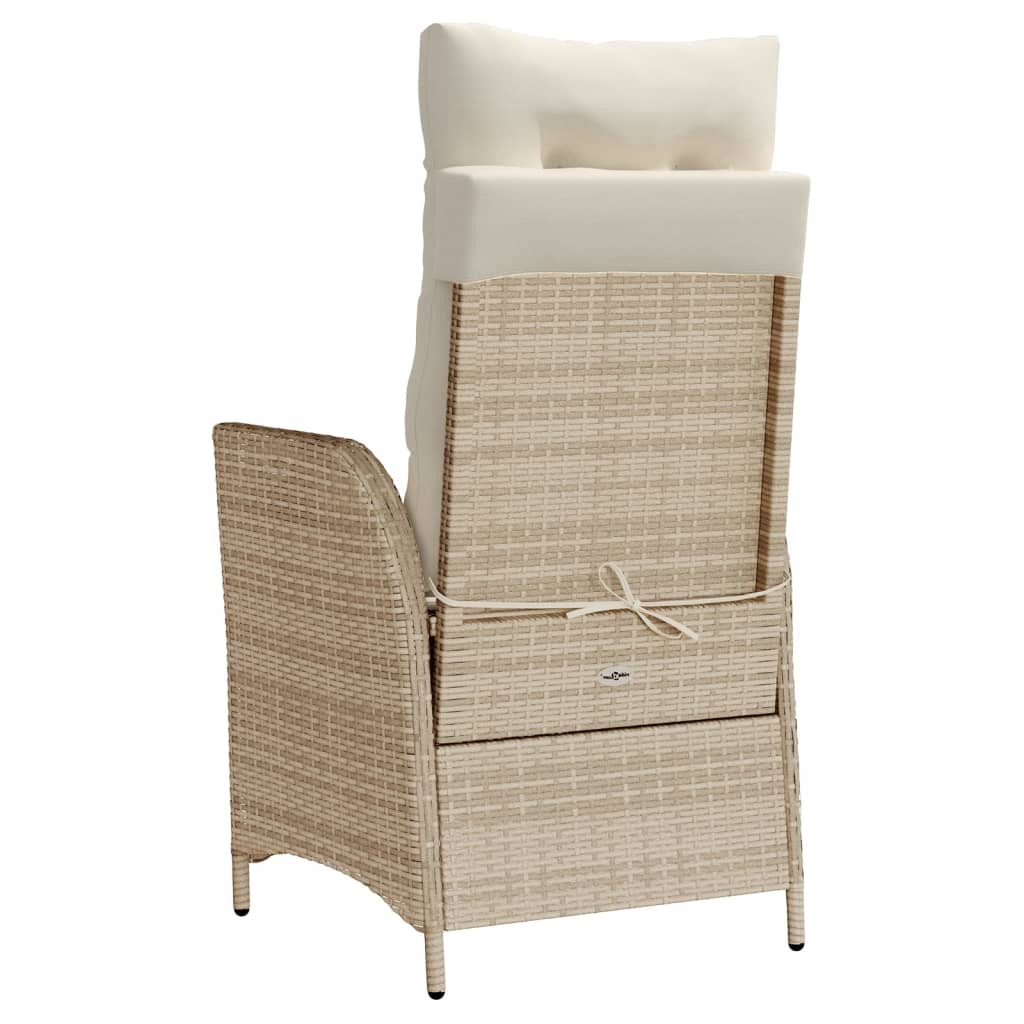 vidaXL Fauteuils de jardin avec repose-pieds 2 pcs Réglables Rotin synthétique Beige